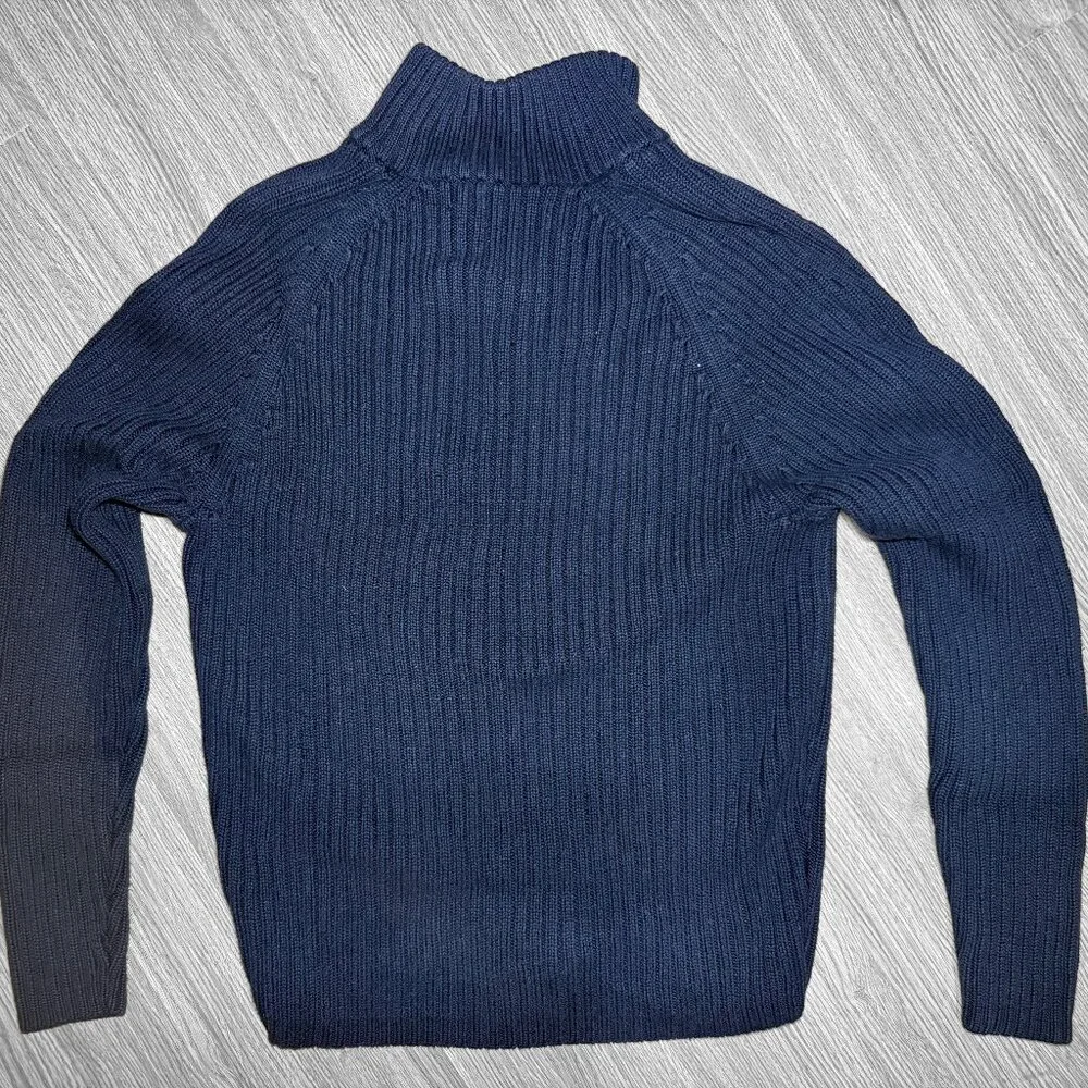 Vintage Abercrombie & Fitch Ribbed Quarter-Zip Sweater | Men’s | Navy Blue - Picture 2 of 3